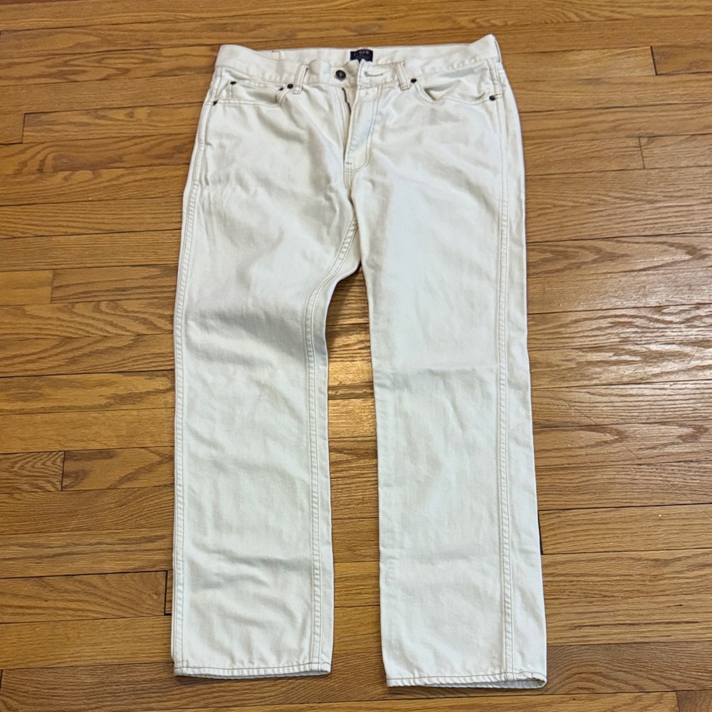 J. Crew Men's Straight Jeans in Cream